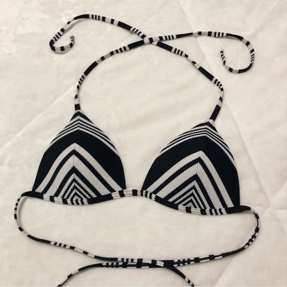 Navy Blue And White Triangle Bikini Top